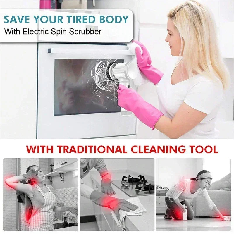 Cordless Electric Spin Scrubber with Brush Heads