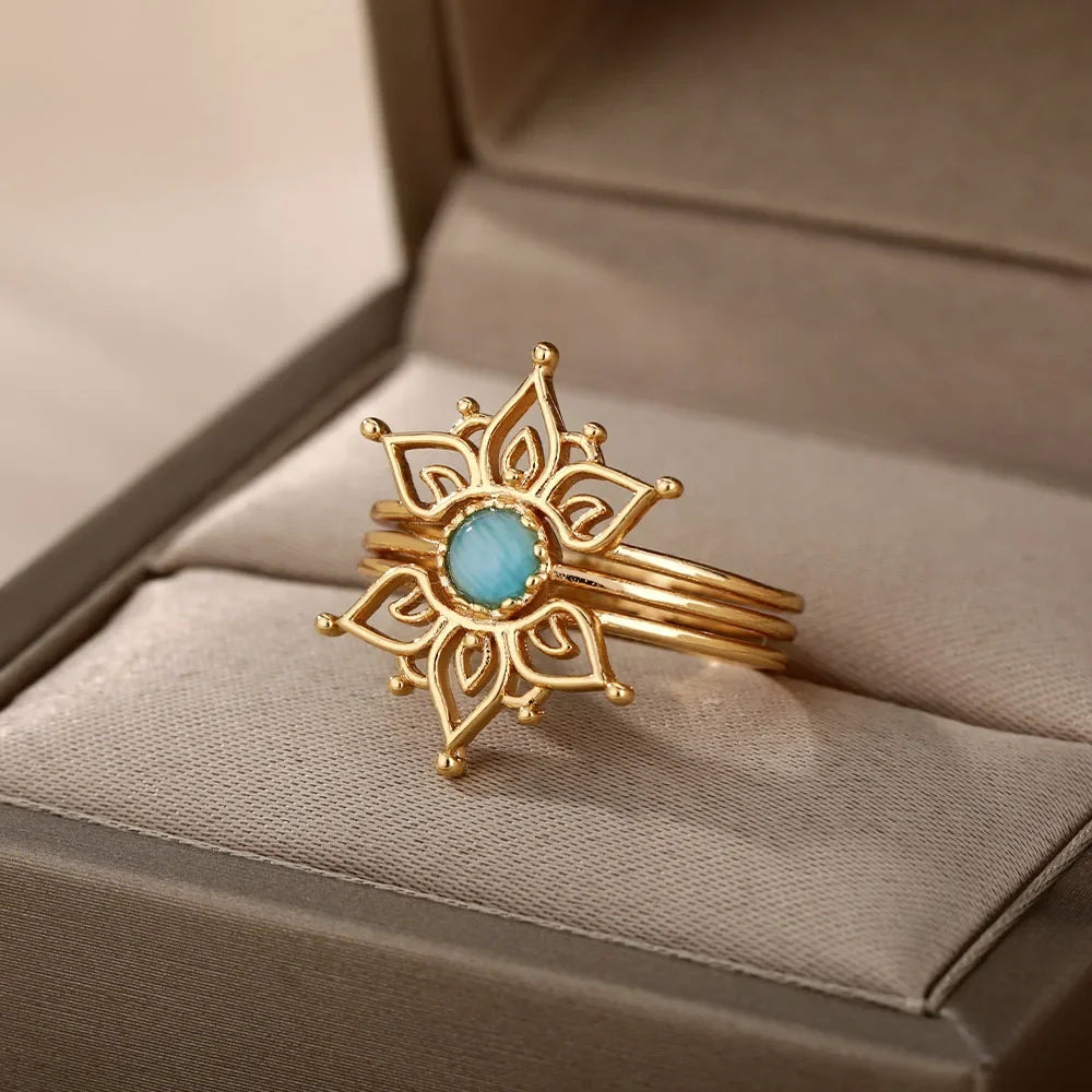 Adjustable Opal-Effect Ring, Gold-Tone Steel