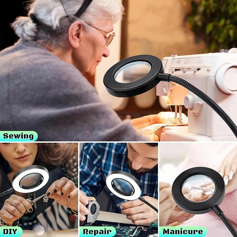 10X Magnifying Clamp Lamp with LED Light