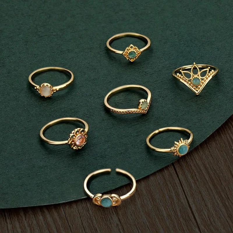 Adjustable Opal-Effect Ring, Gold-Tone Steel