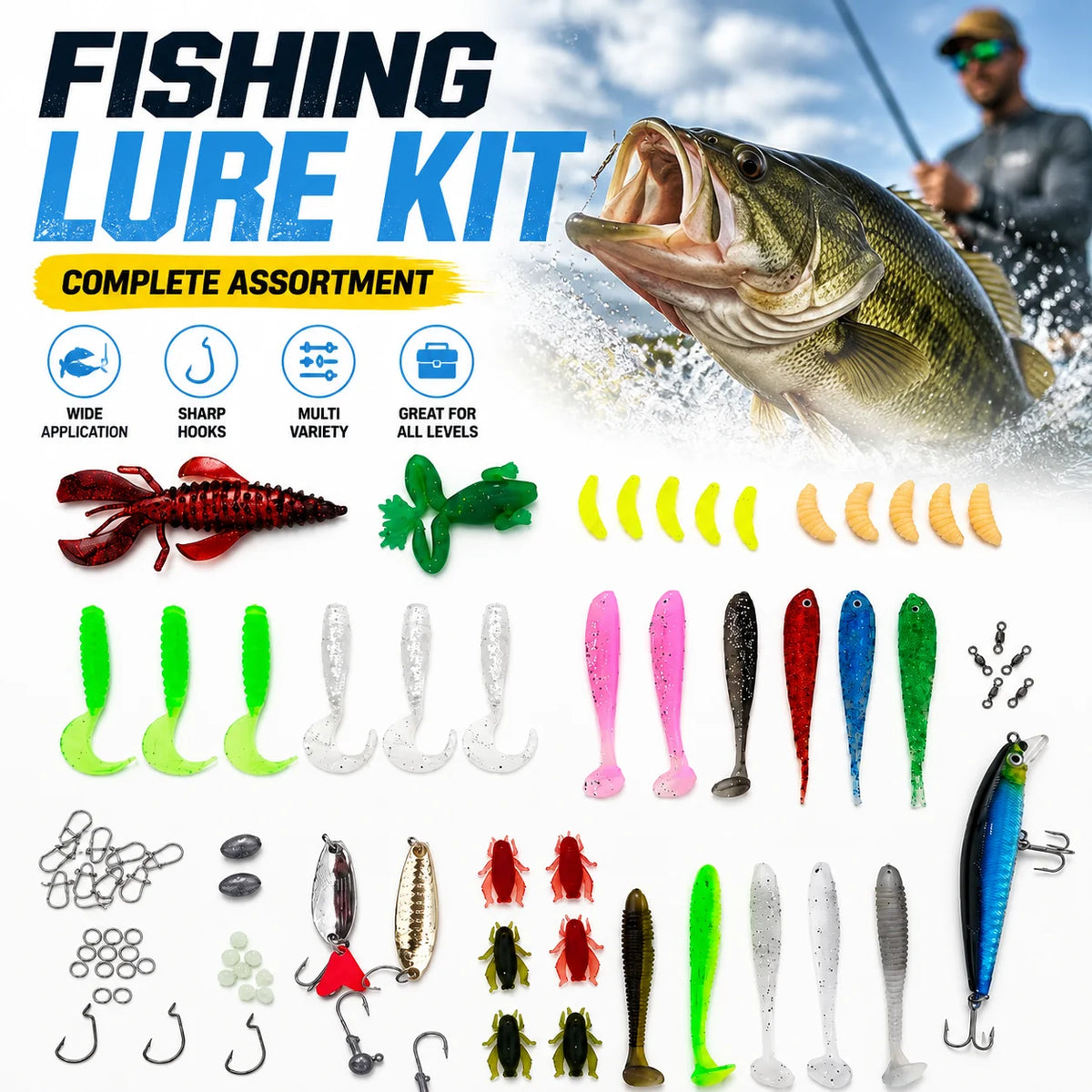 Fishing Lure Kit with Tackle Box
