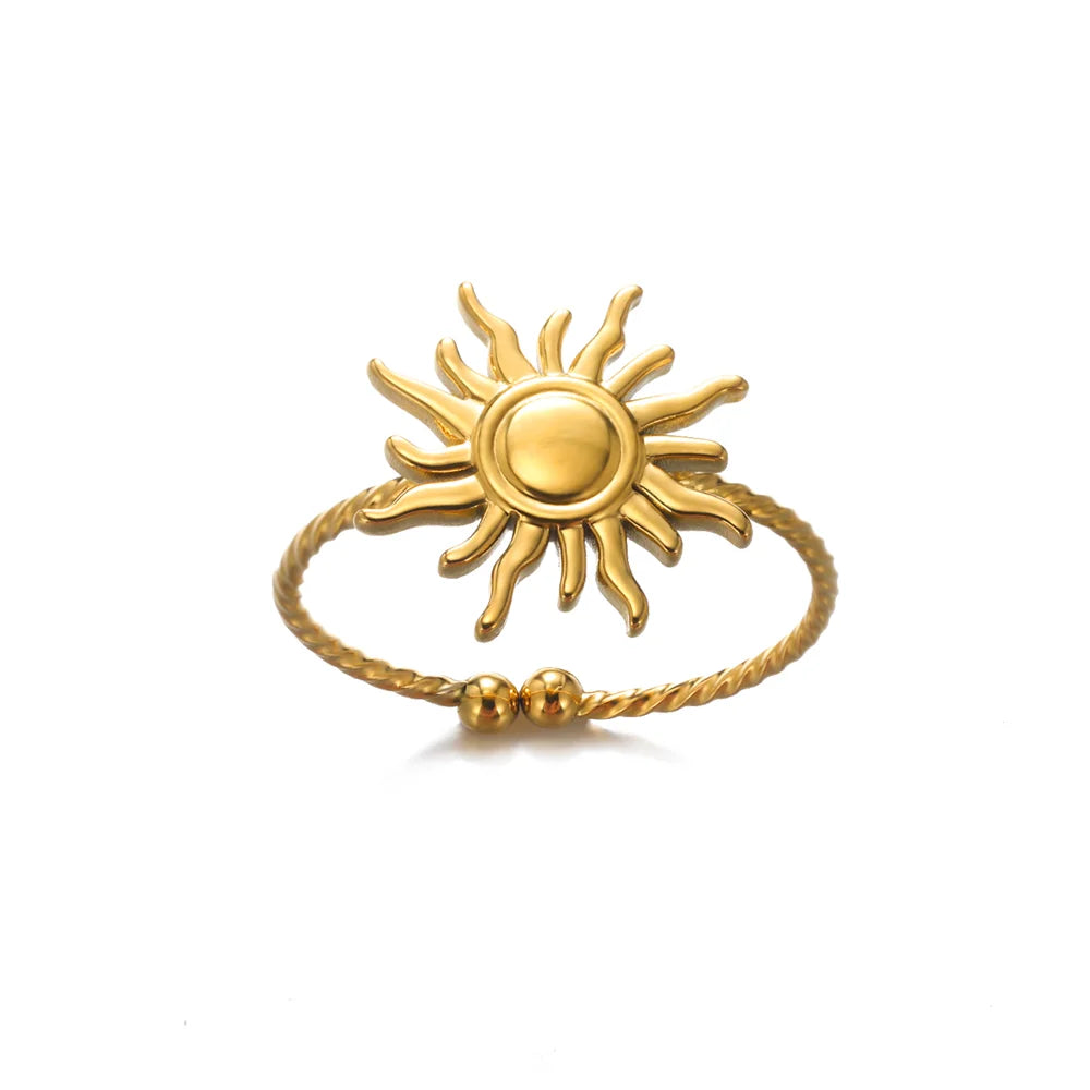 Adjustable Opal-Effect Ring, Gold-Tone Steel
