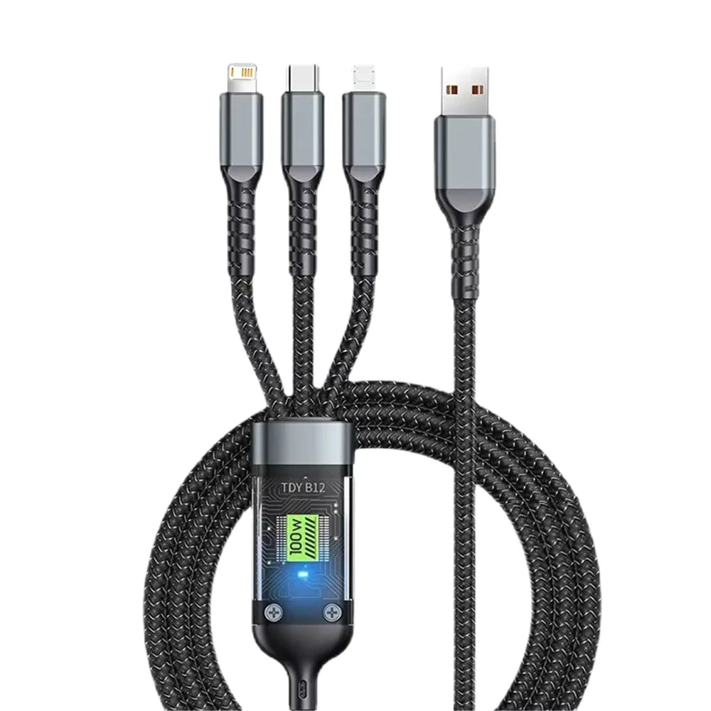 3-in-1 Charging Cable with Power Display