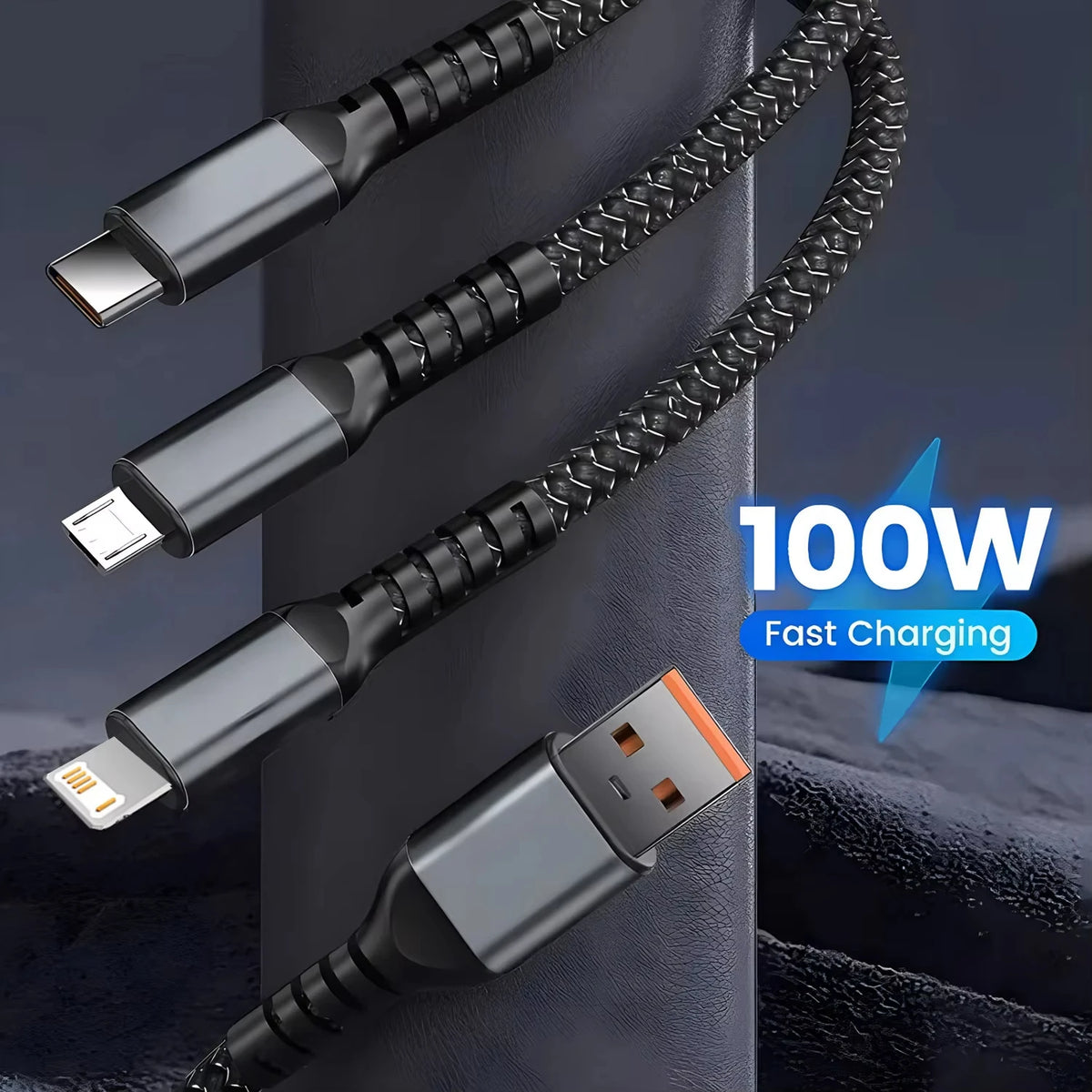 3-in-1 Charging Cable with Power Display