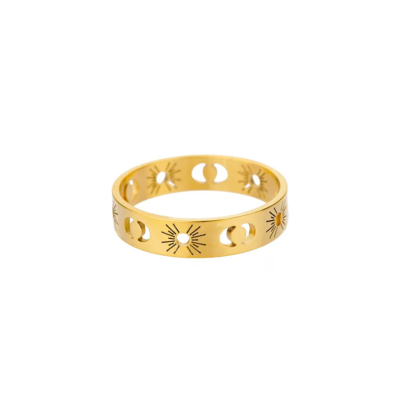Adjustable Opal-Effect Ring, Gold-Tone Steel