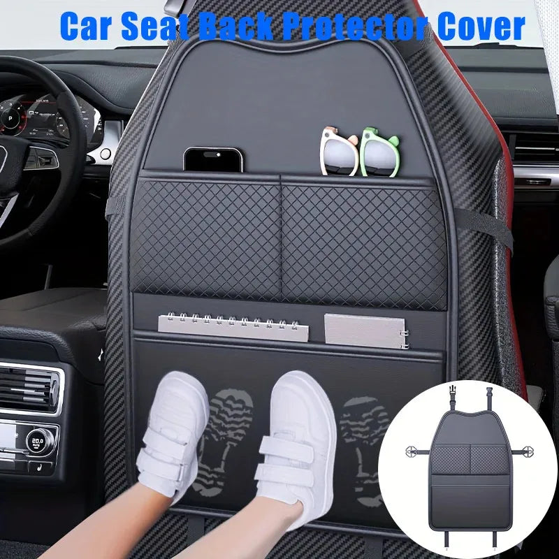 Car Seat Kick Mat with Pockets