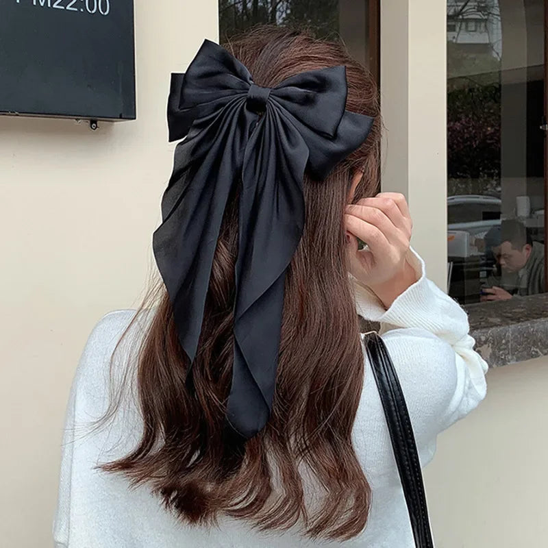 Oversized Satin Hair Bow Clip