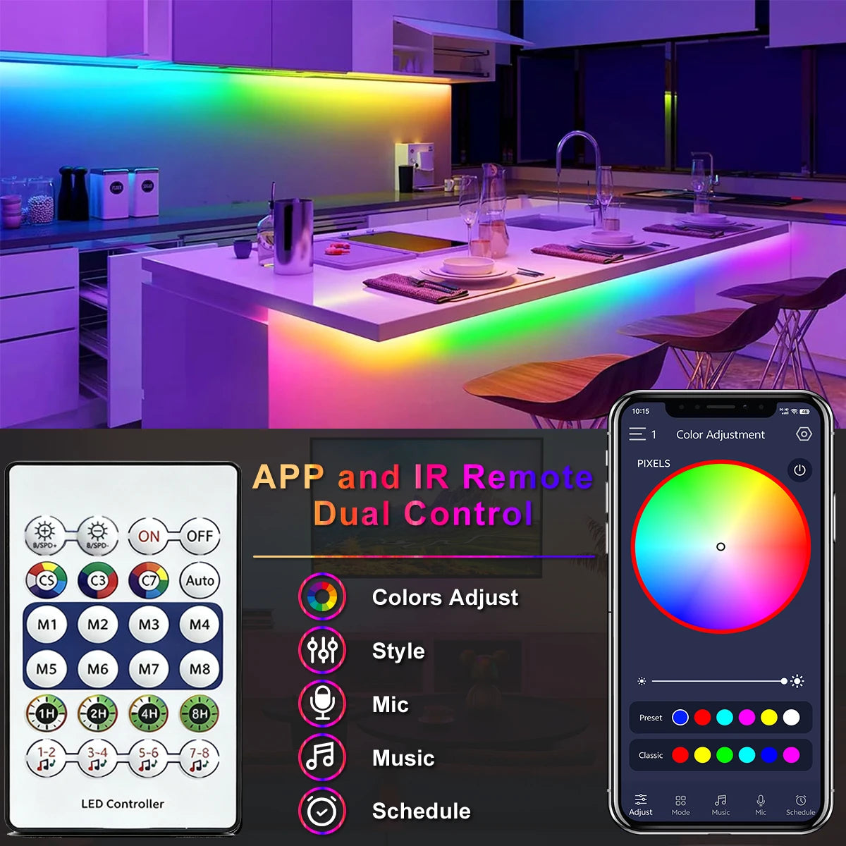 USB RGBIC Neon LED Strip Light with App & Remote