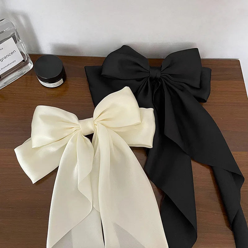 Oversized Satin Hair Bow Clip