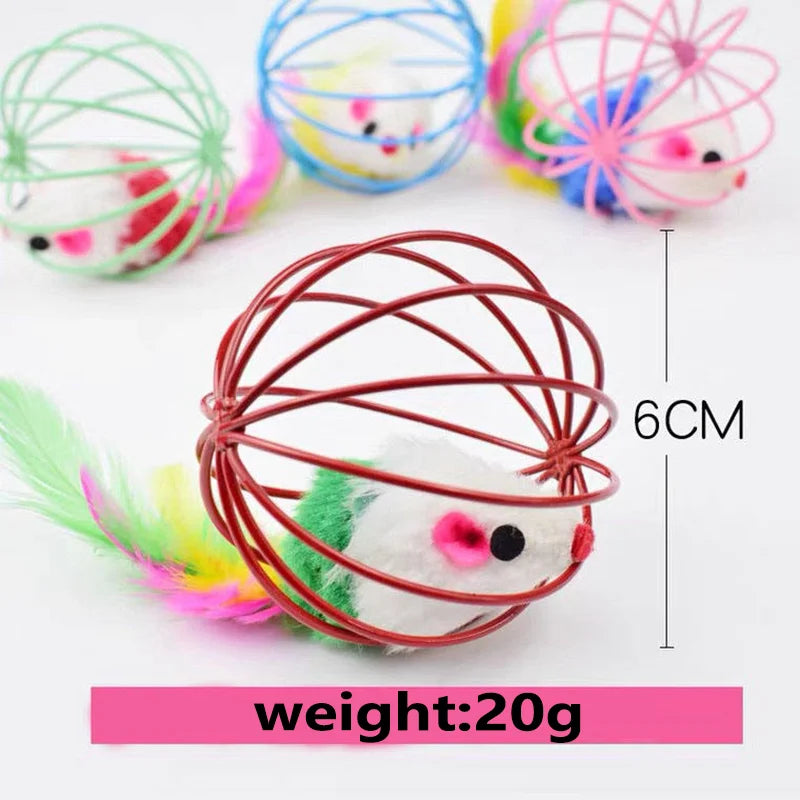Mouse-in-Cage Interactive Cat Toy