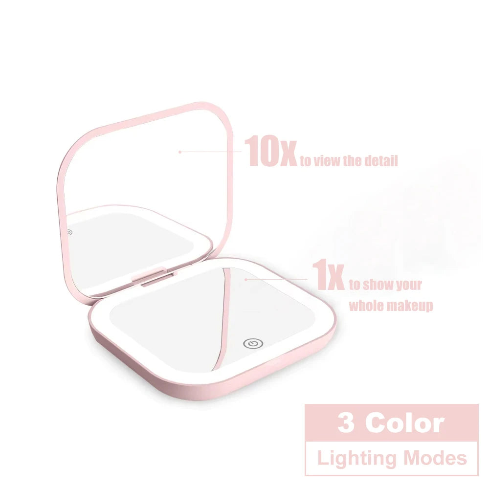 Rechargeable LED Compact Mirror, 1x & 2x