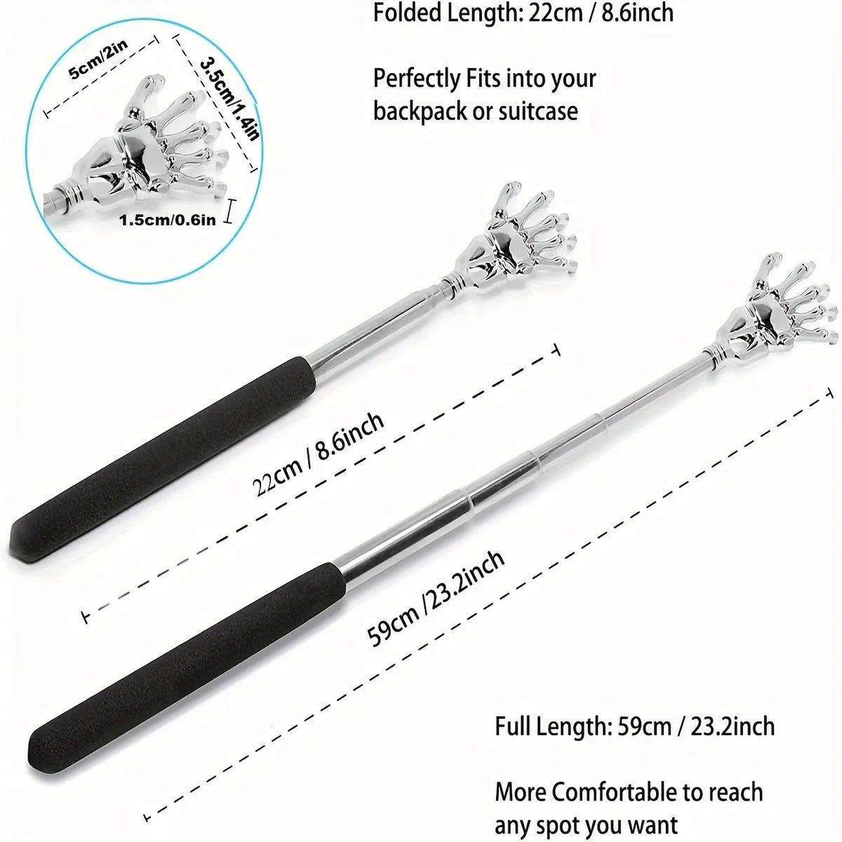 Telescoping Stainless Steel Back Scratcher