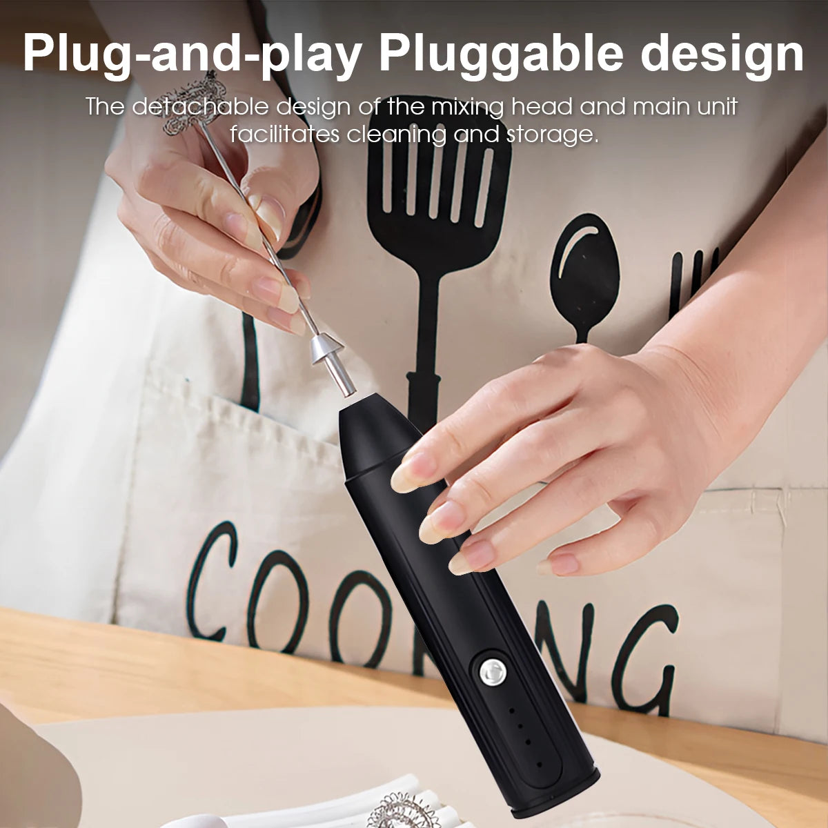 Rechargeable 3-Speed Milk Frother & Mini Whisk