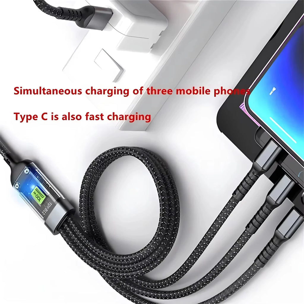 3-in-1 Charging Cable with Power Display