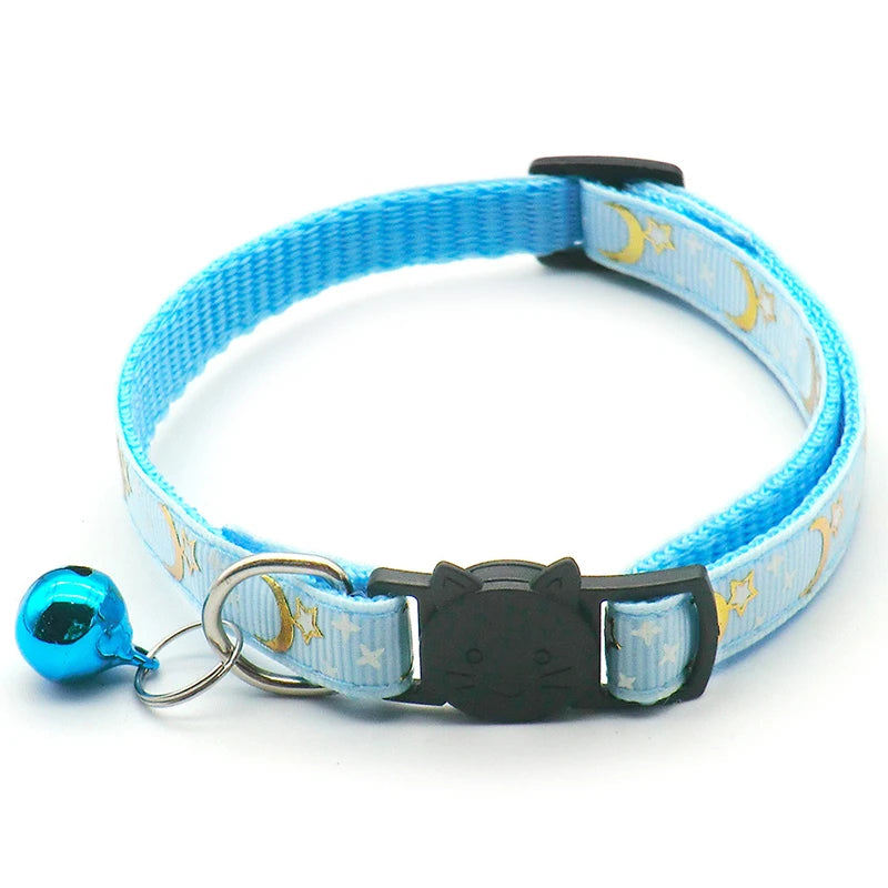Star & Moon Cat Collar with Bell and Safety Buckle