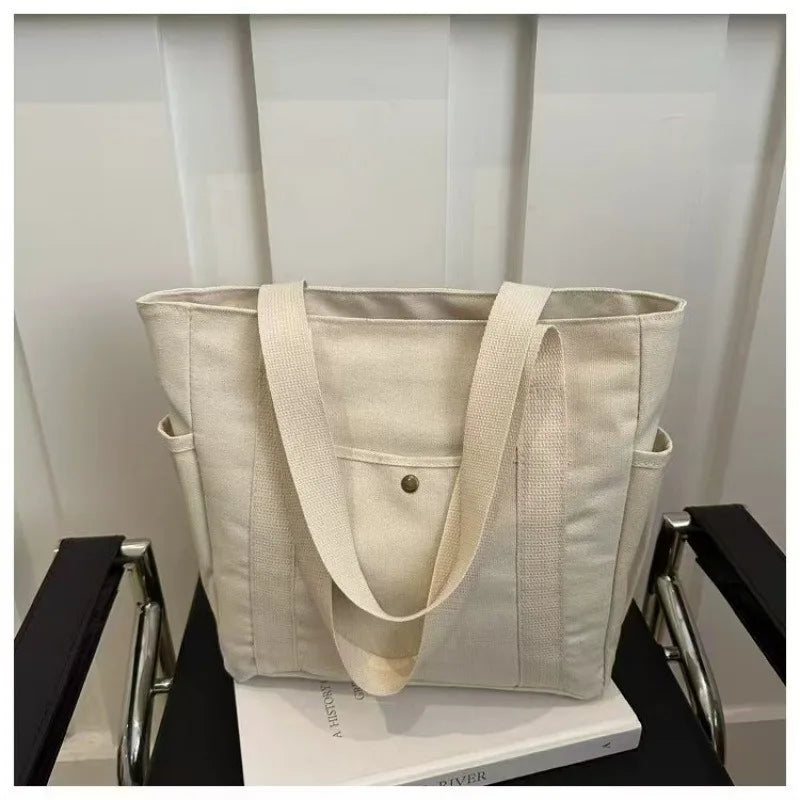 Everyday Canvas Tote Bag with Pockets