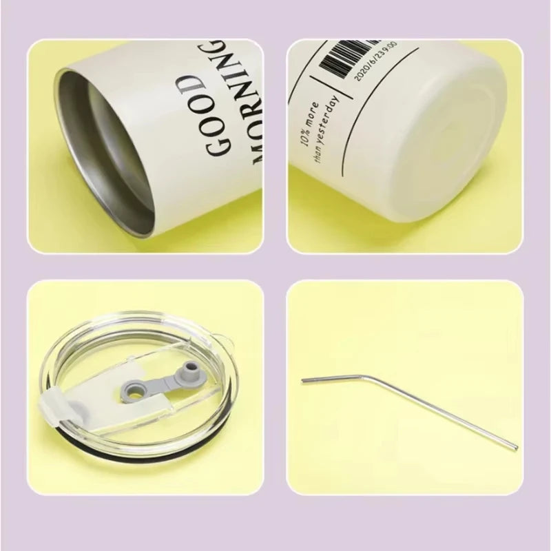 Insulated Stainless Steel Tumbler with Straw, 600 ml