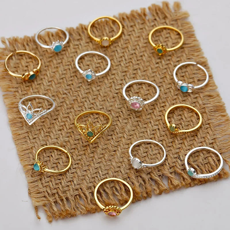 Adjustable Opal-Effect Ring, Gold-Tone Steel
