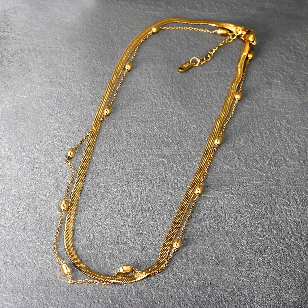 Gold-Tone Stainless Steel Textured Necklace