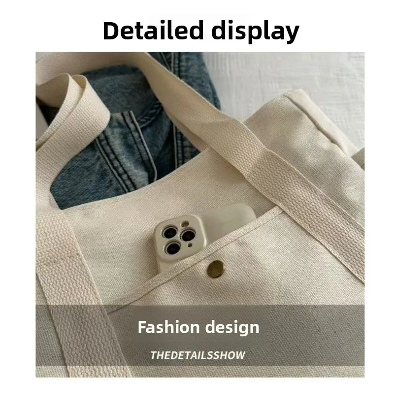 Everyday Canvas Tote Bag with Pockets