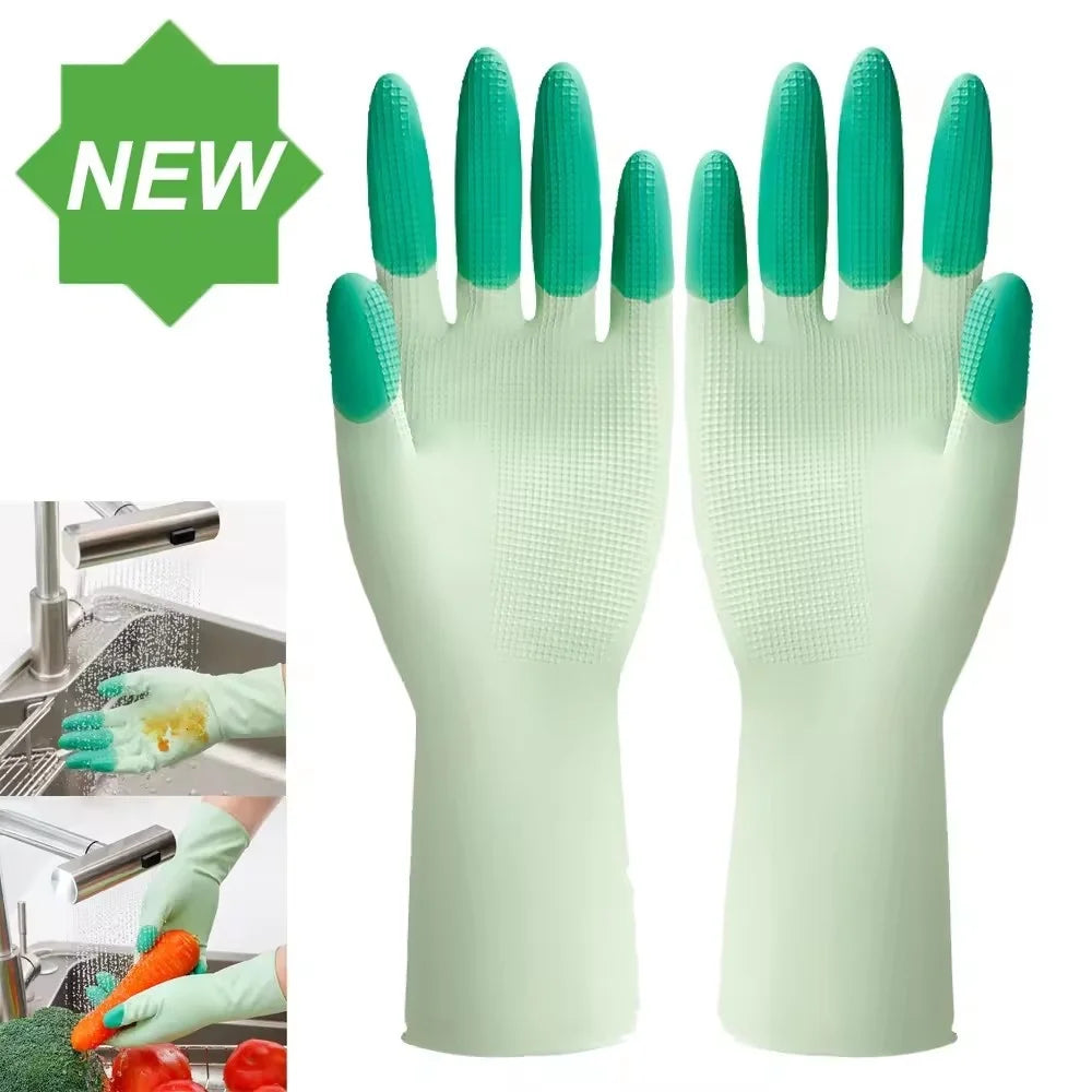 Silicone Dishwashing Gloves with Scrubbers