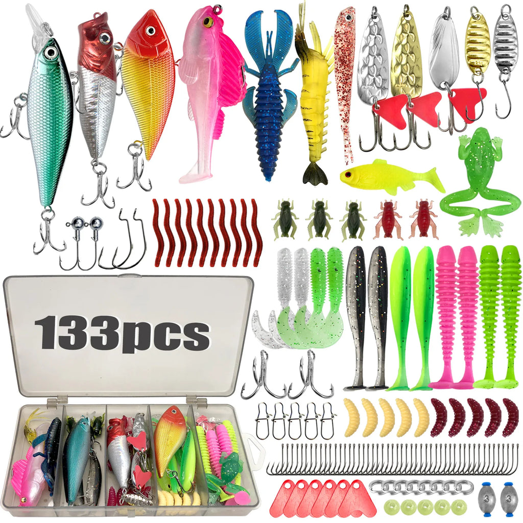 Fishing Lure Kit with Tackle Box