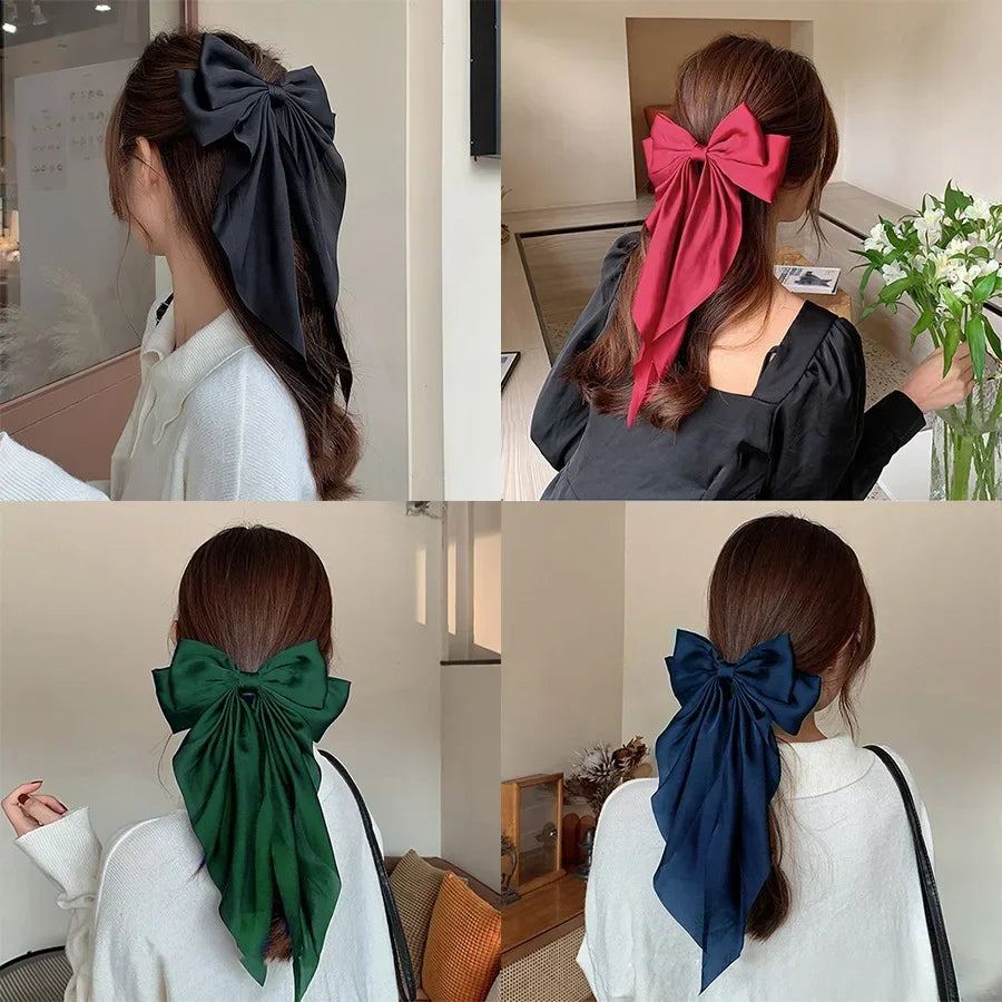 Oversized Satin Hair Bow Clip