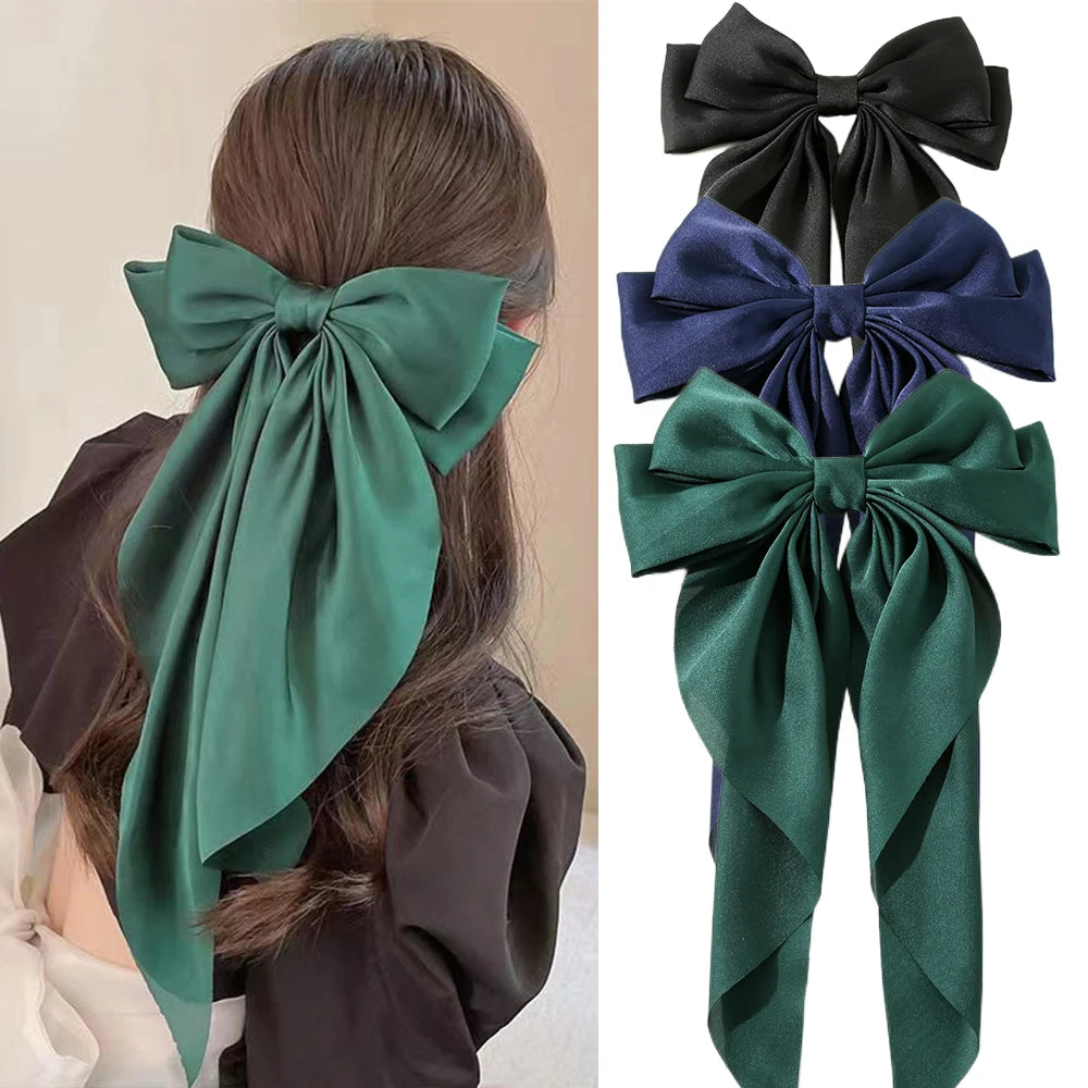 Oversized Satin Hair Bow Clip