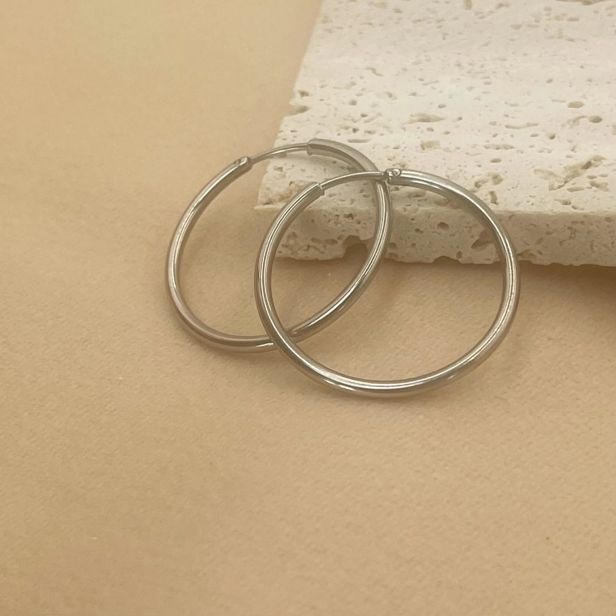 Gold-Tone Stainless Steel Hoop Earrings