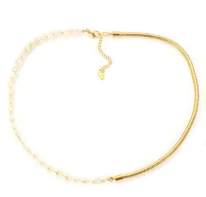Gold-Tone Stainless Steel Textured Necklace
