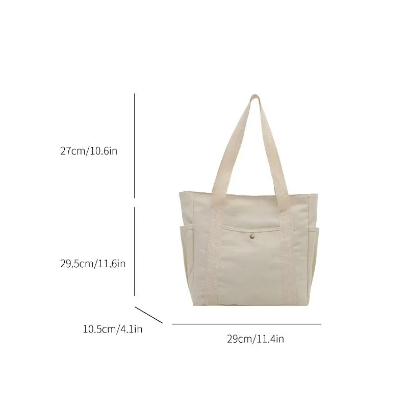 Everyday Canvas Tote Bag with Pockets