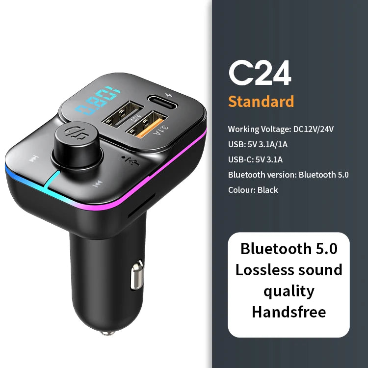 Bluetooth 5.0 FM Transmitter & Car Charger