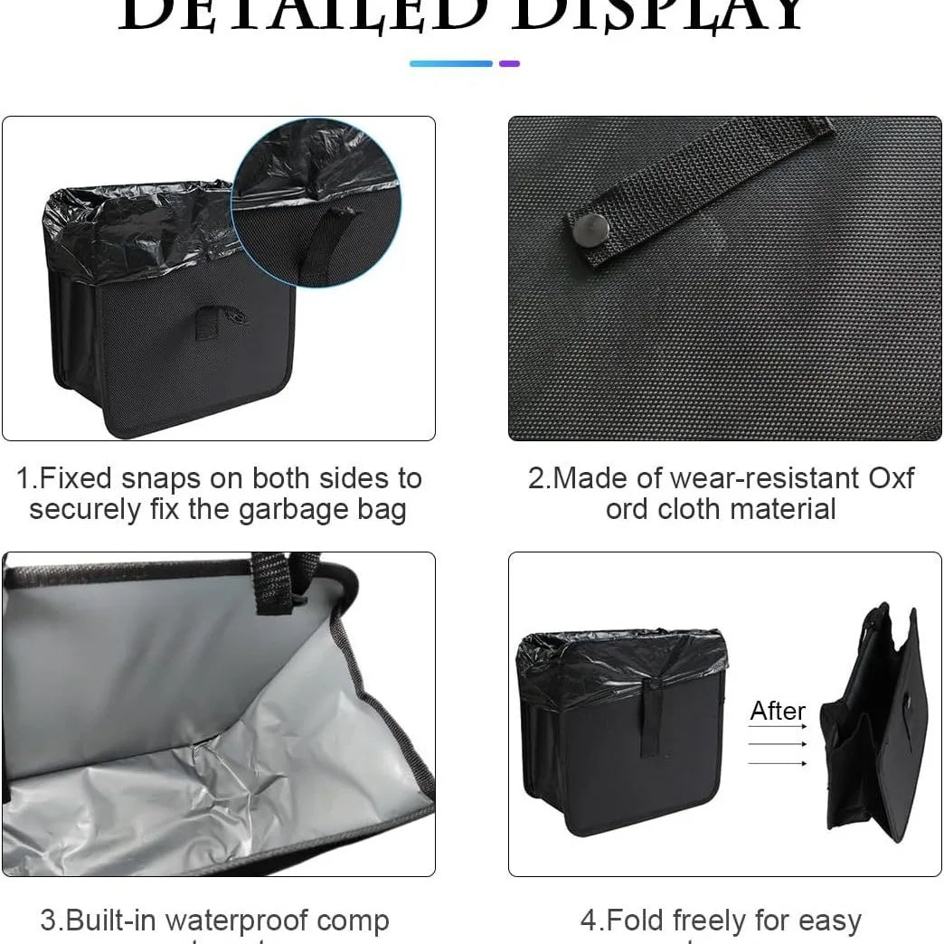 Foldable Seat-Back Car Trash Bin