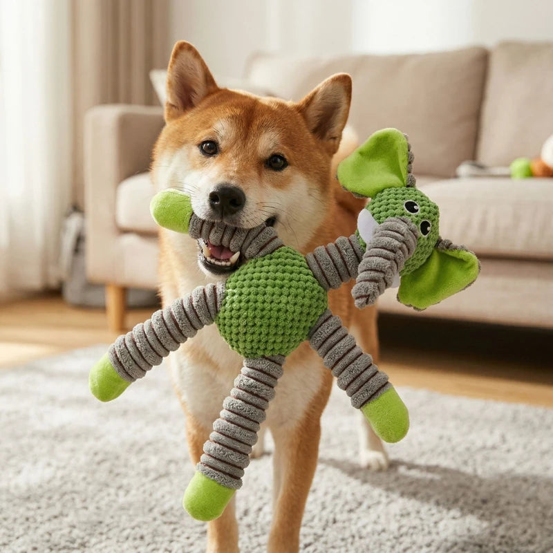 Squeaky Plush Elephant Dog Toy