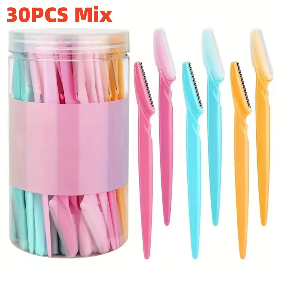 Brow & Face Razors with Covers, 5-Pack
