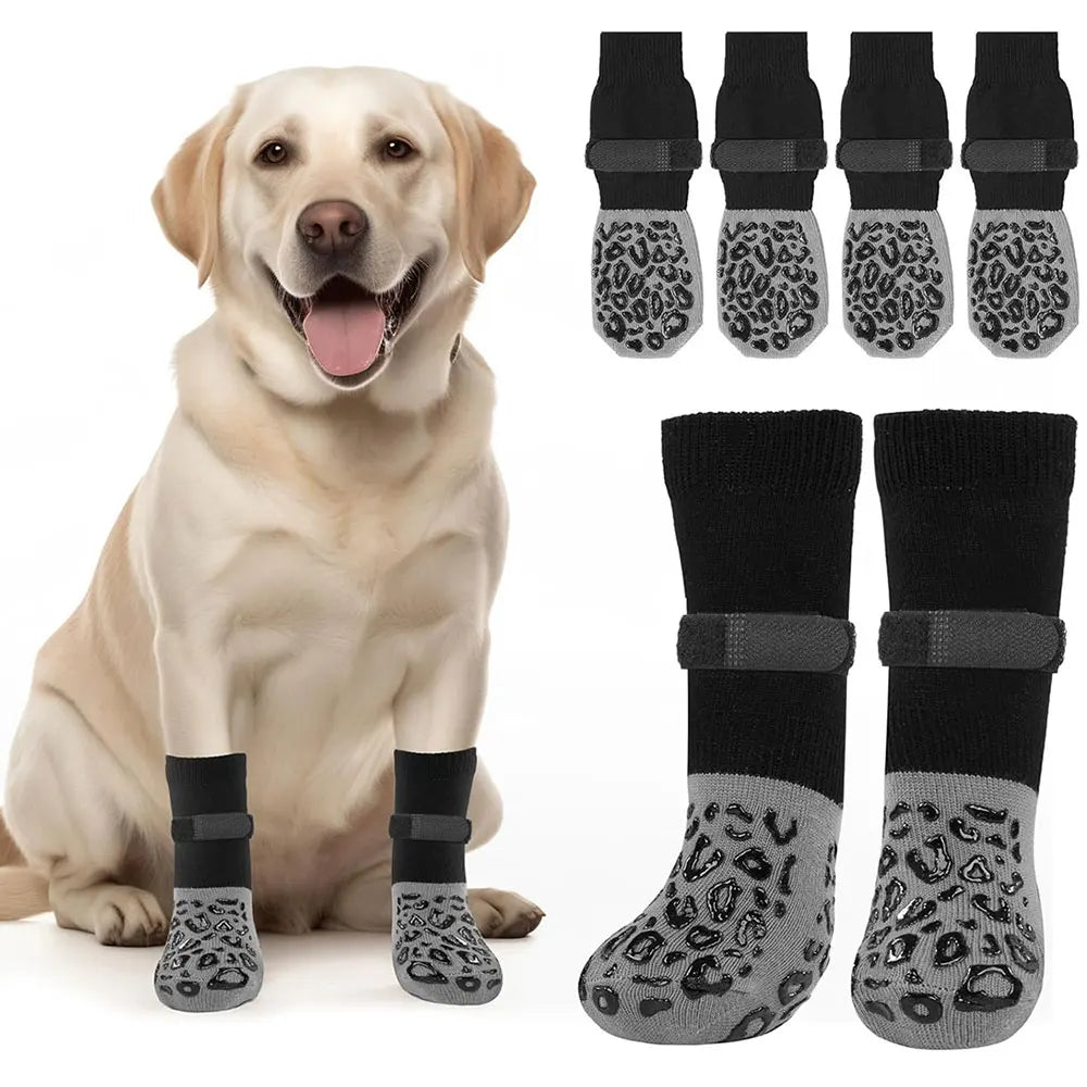 Non-Slip Dog Socks, 4-Pack