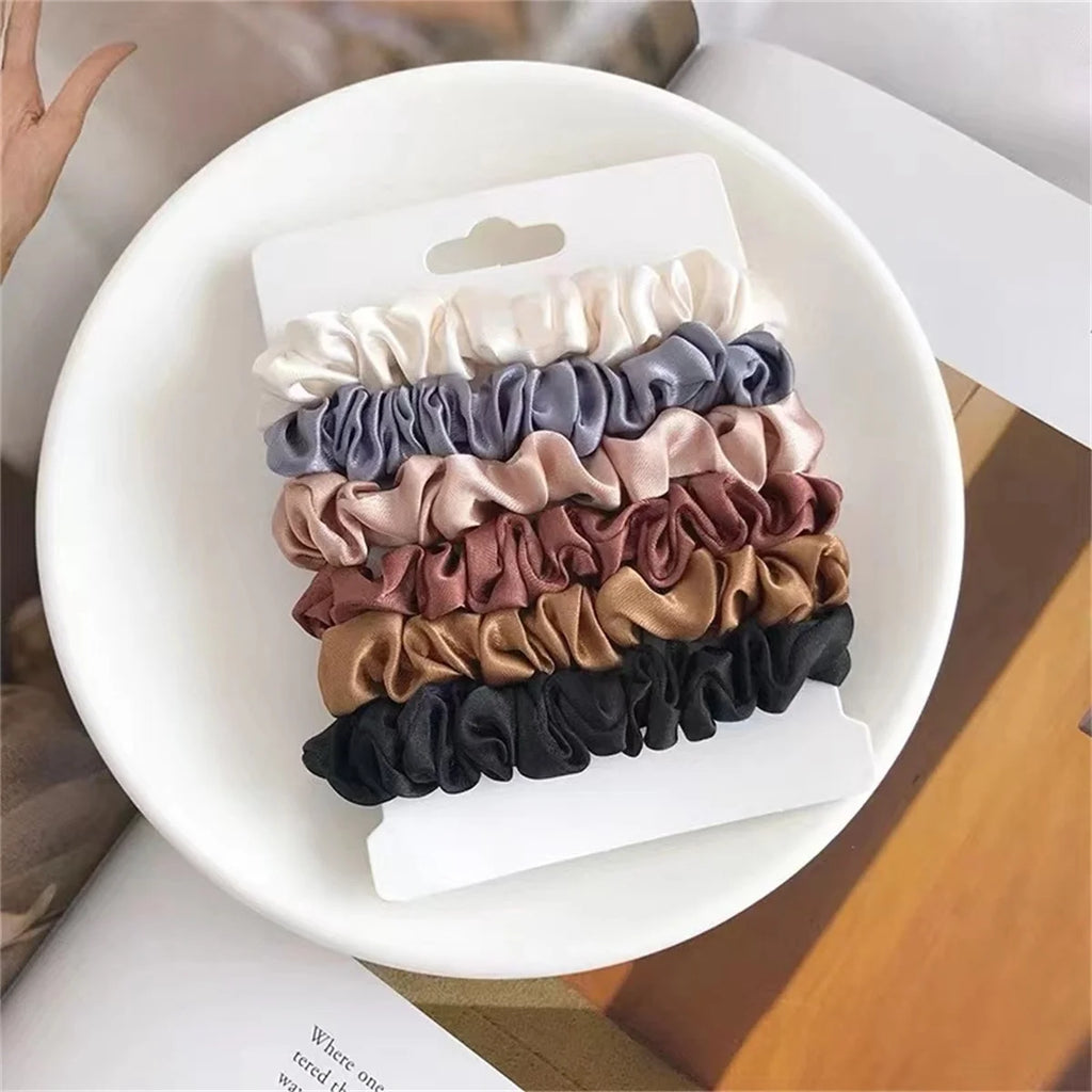 Satin Scrunchies Set of 6