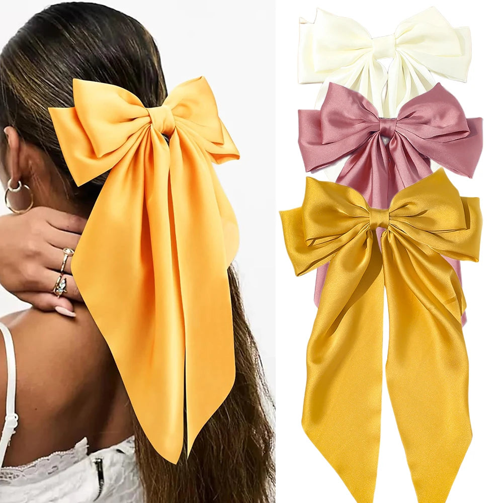 Oversized Satin Hair Bow Clip