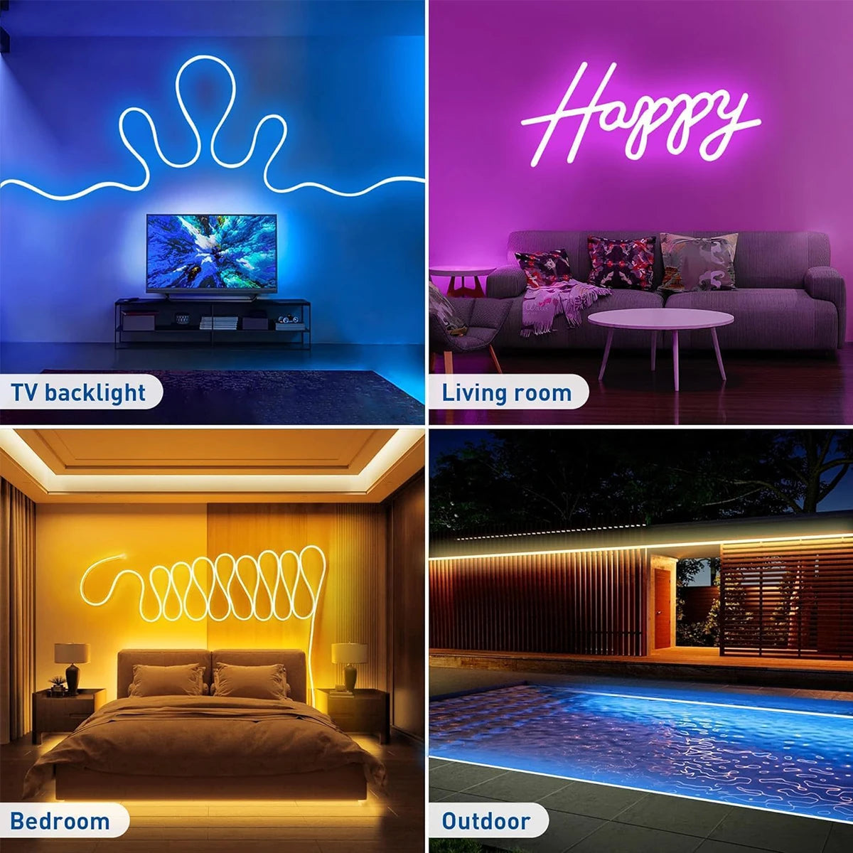 USB RGBIC Neon LED Strip Light with App & Remote