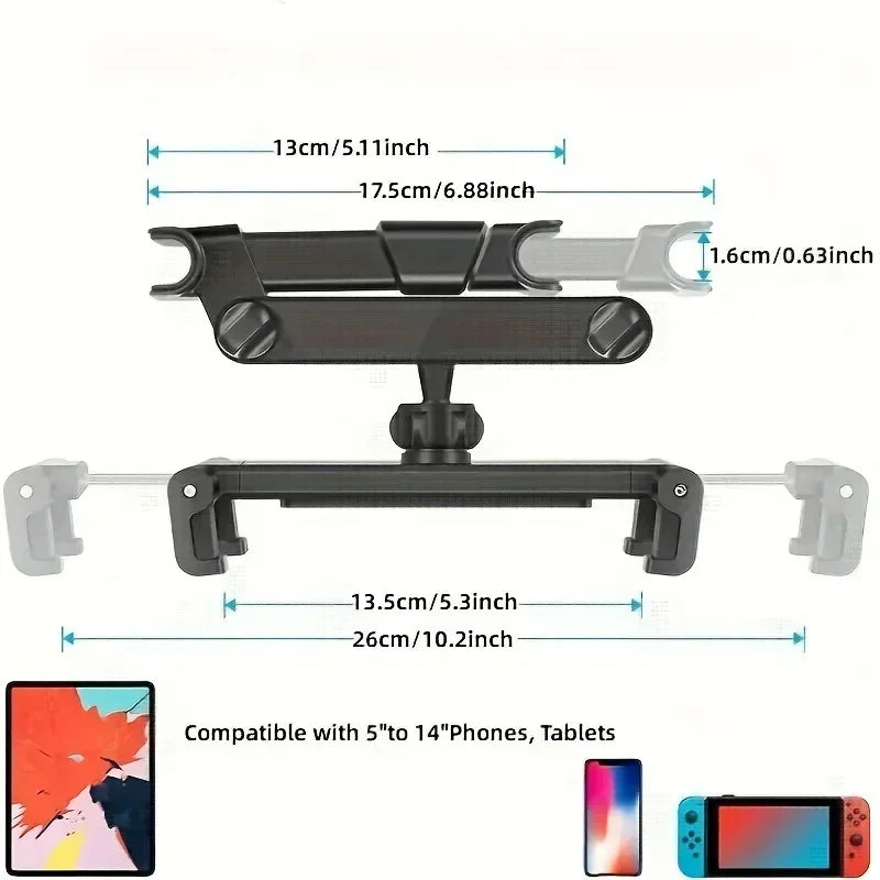 Telescopic Car Headrest Phone & Tablet Holder