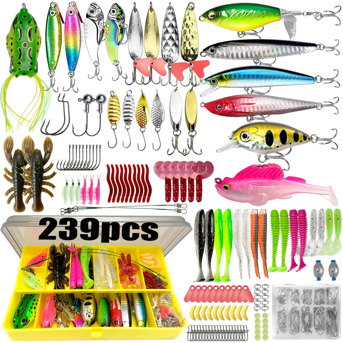 Fishing Lure Kit with Tackle Box