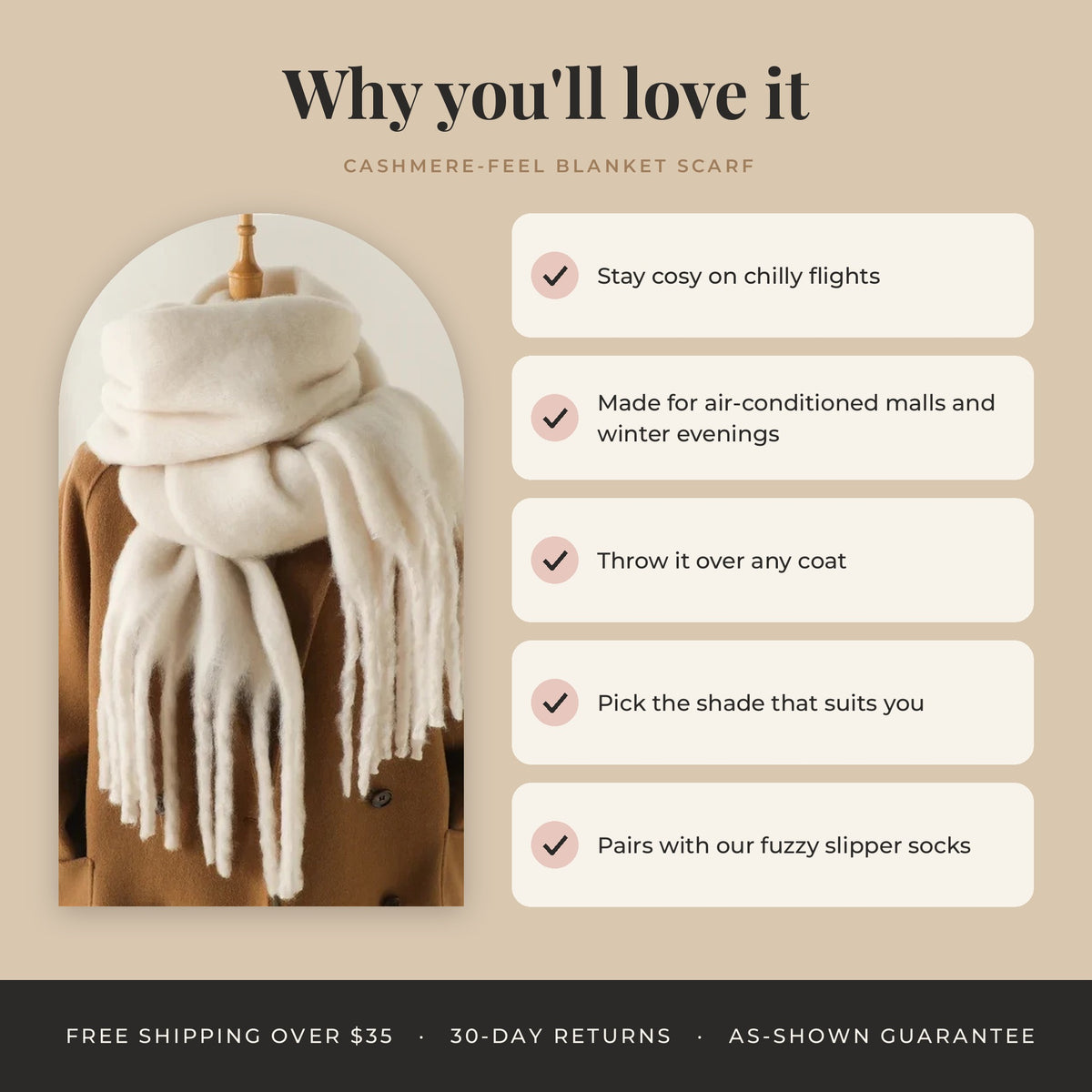 Cashmere-Feel Blanket Scarf