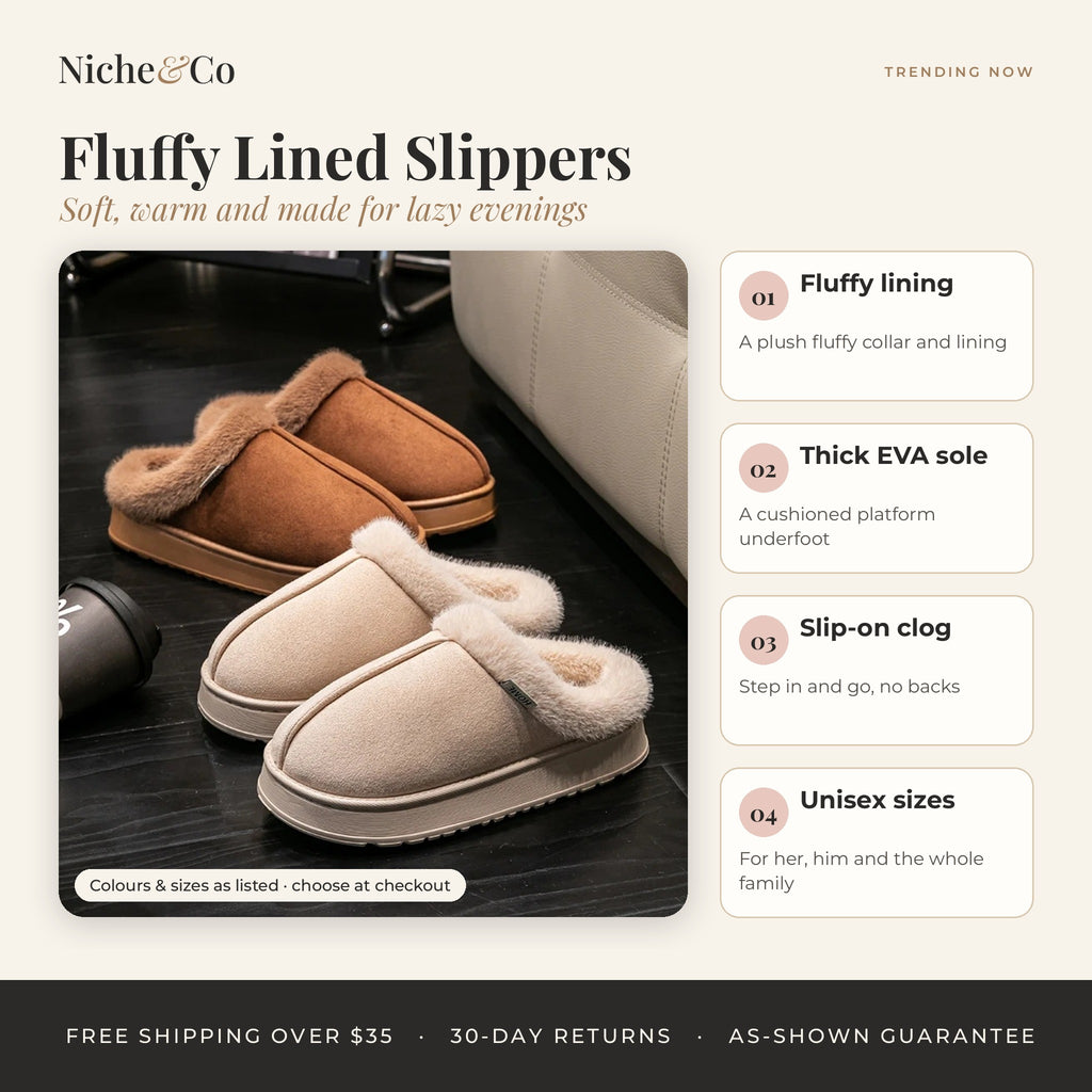 Fluffy Lined Slippers by Niche&Co