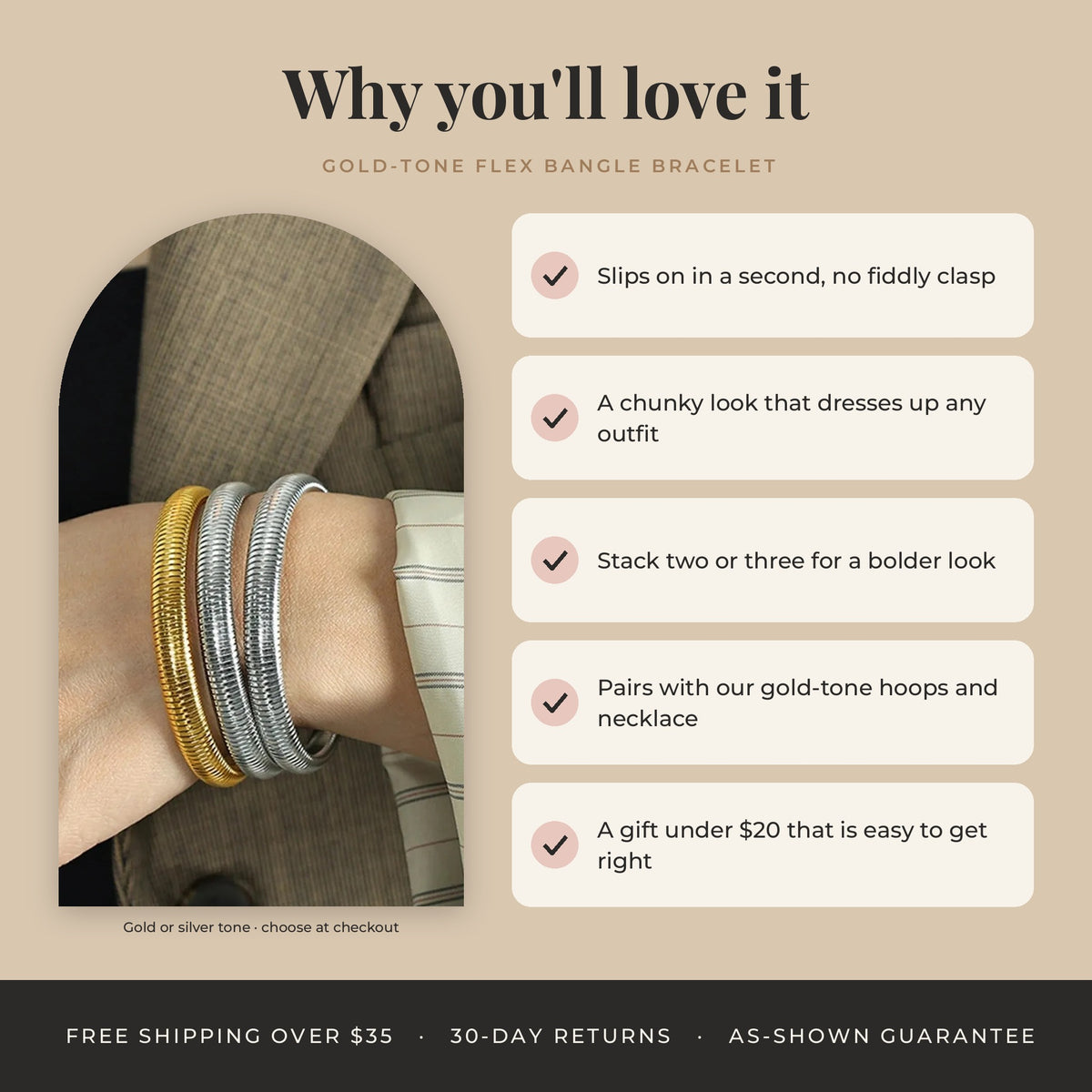 Gold-Tone Flex Bangle Bracelet