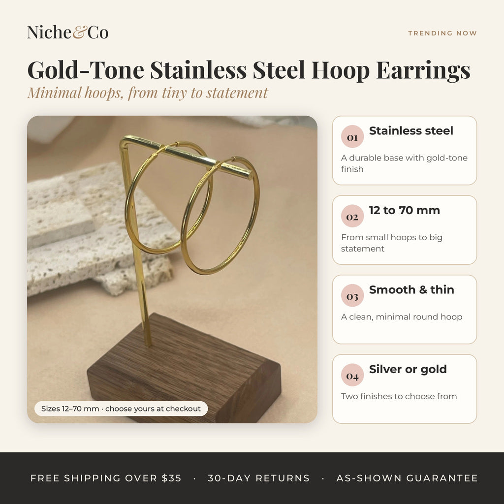 Gold-Tone Stainless Steel Hoop Earrings by Niche&Co