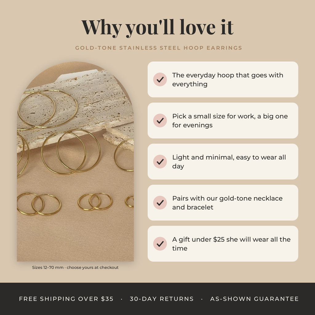 Gold-Tone Stainless Steel Hoop Earrings