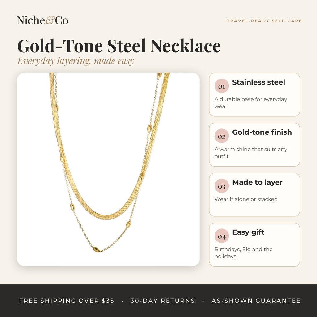Gold-Tone Stainless Steel Textured Necklace by Niche&Co