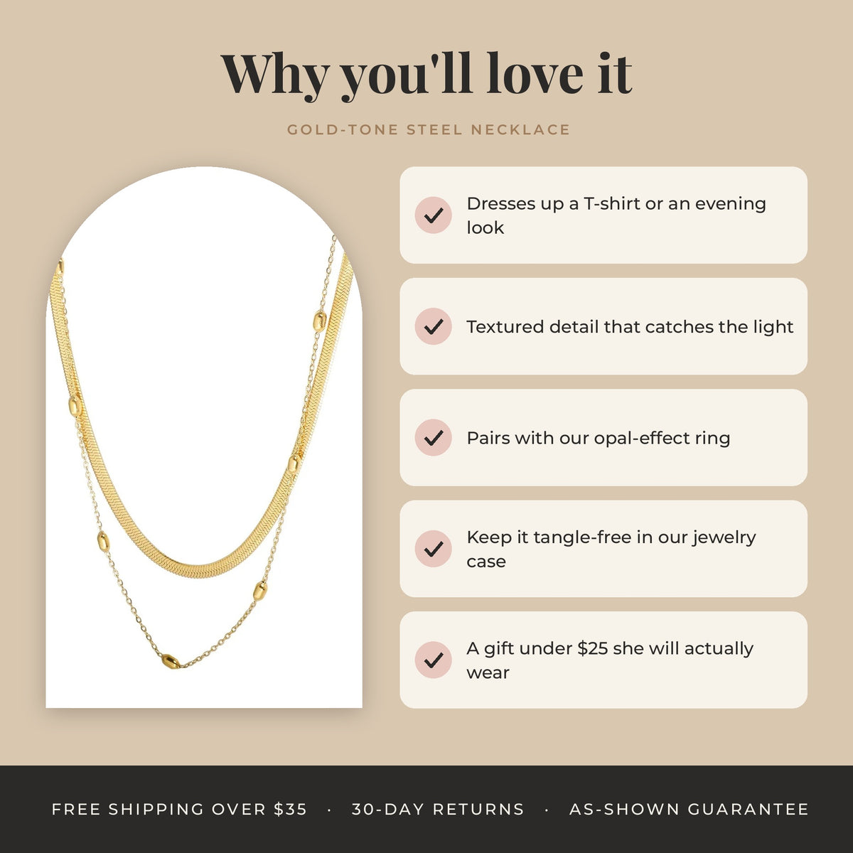 Gold-Tone Stainless Steel Textured Necklace: why you'll love it
