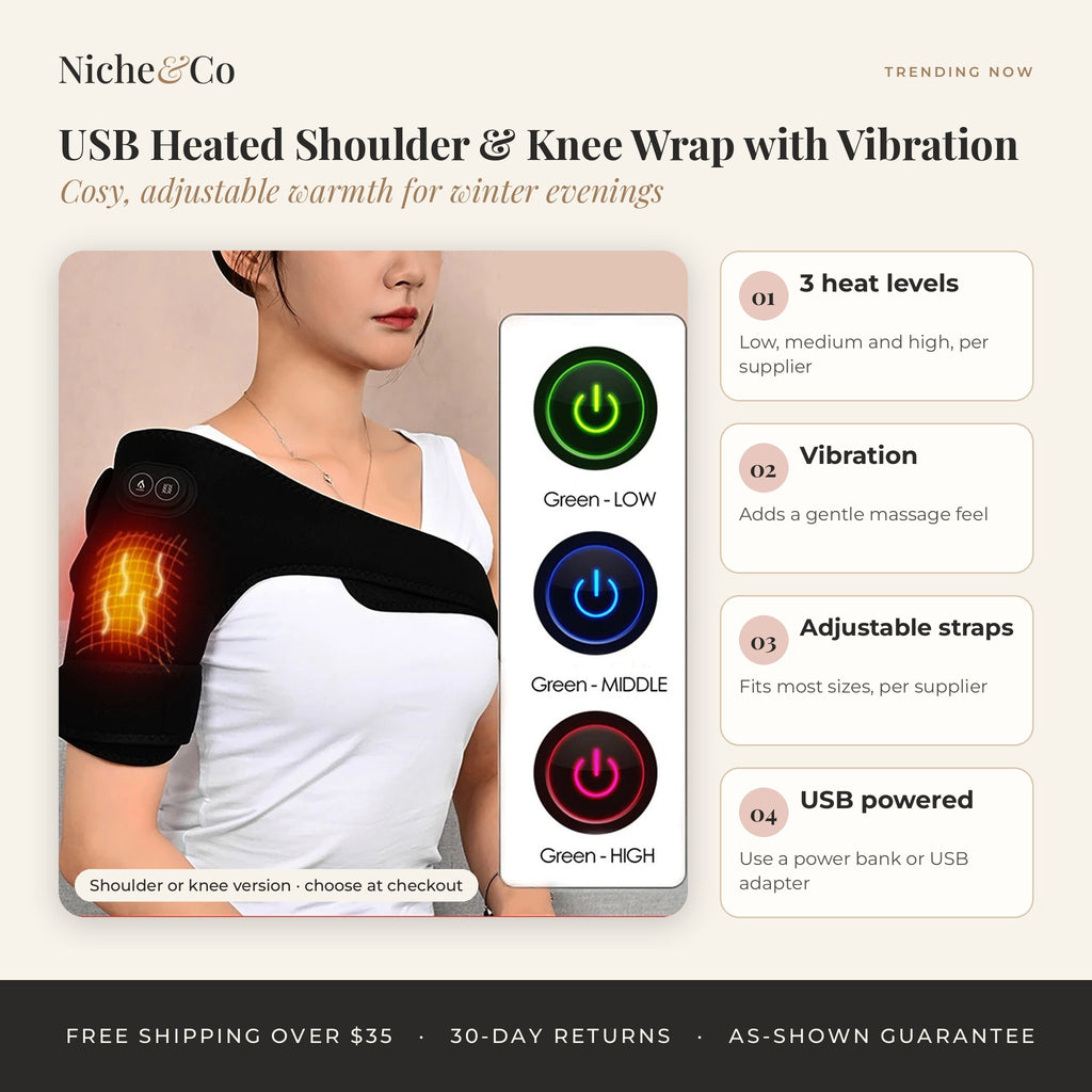 USB Heated Shoulder & Knee Wrap with Vibration