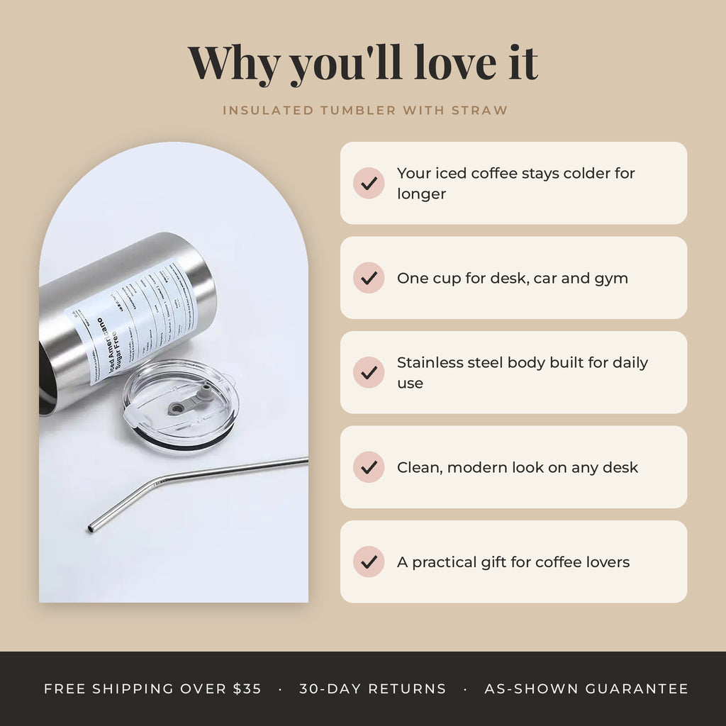 Insulated Stainless Steel Tumbler with Straw, 600 ml